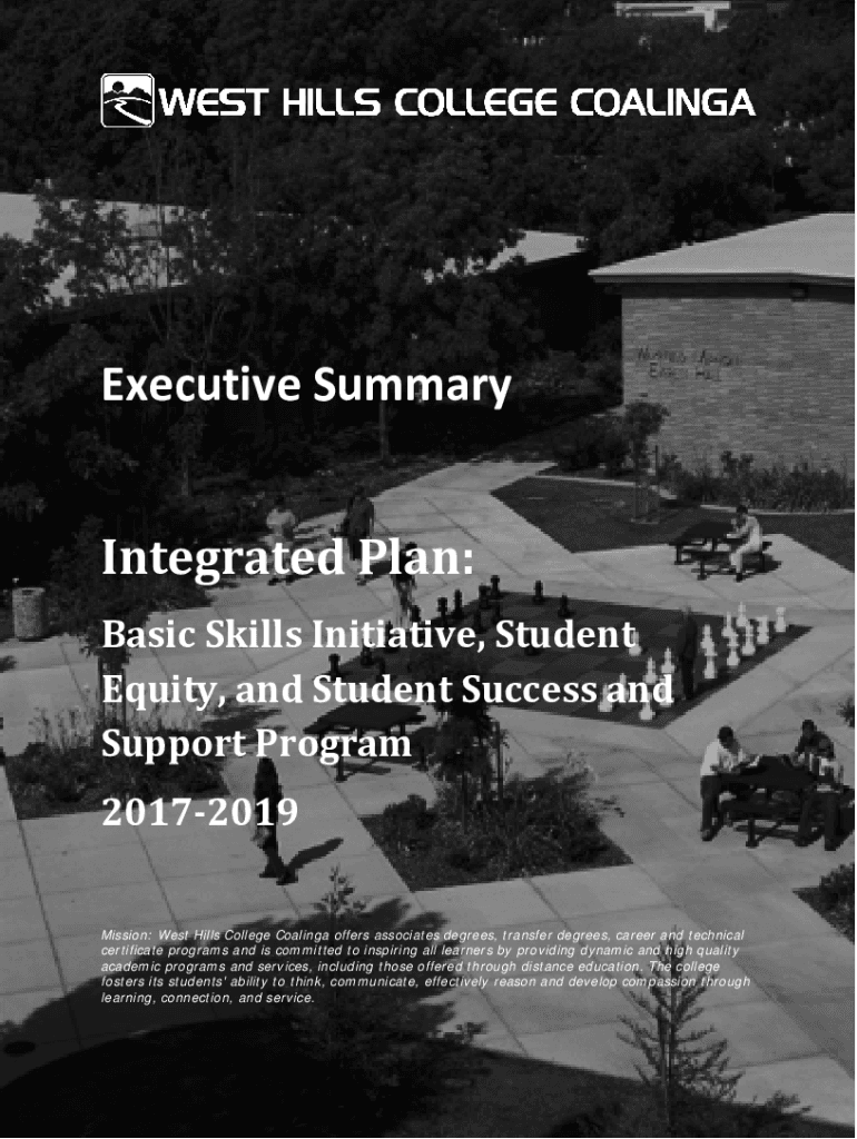 Fillable Online Executive Summary Integrated Plan West Hills College