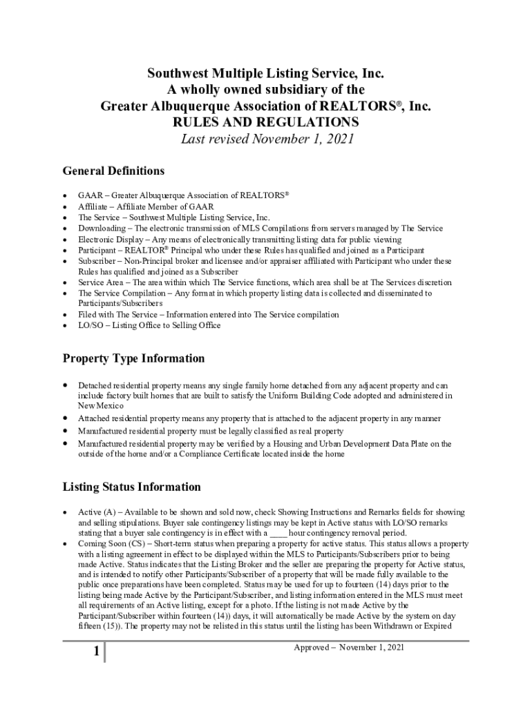 Fillable Online F. Model Rules and Regulations for an MLS Separately