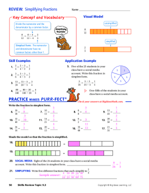 Fillable Online 13. Simplify a fraction when the numerator is not