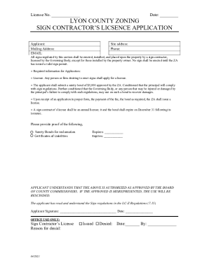 Lyon County Sign Contractor License Application