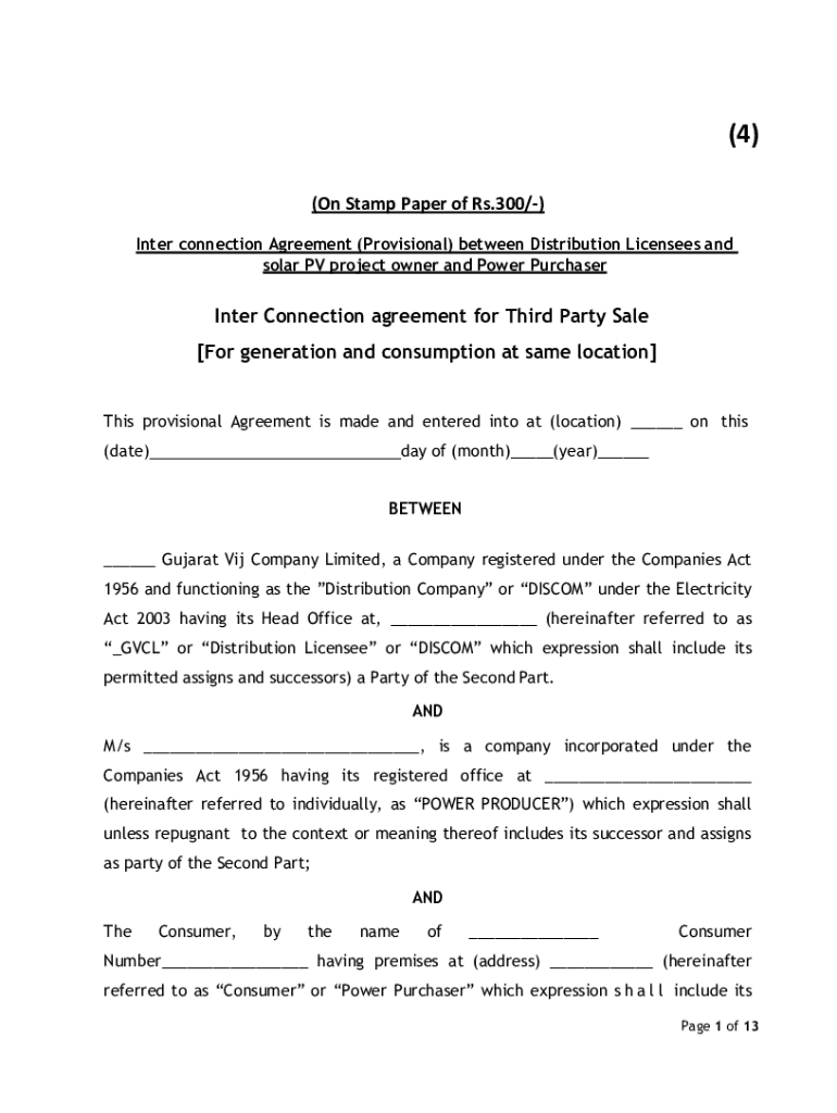 Fillable Online 2. Provisional Interconnection Agreement for Rooftop