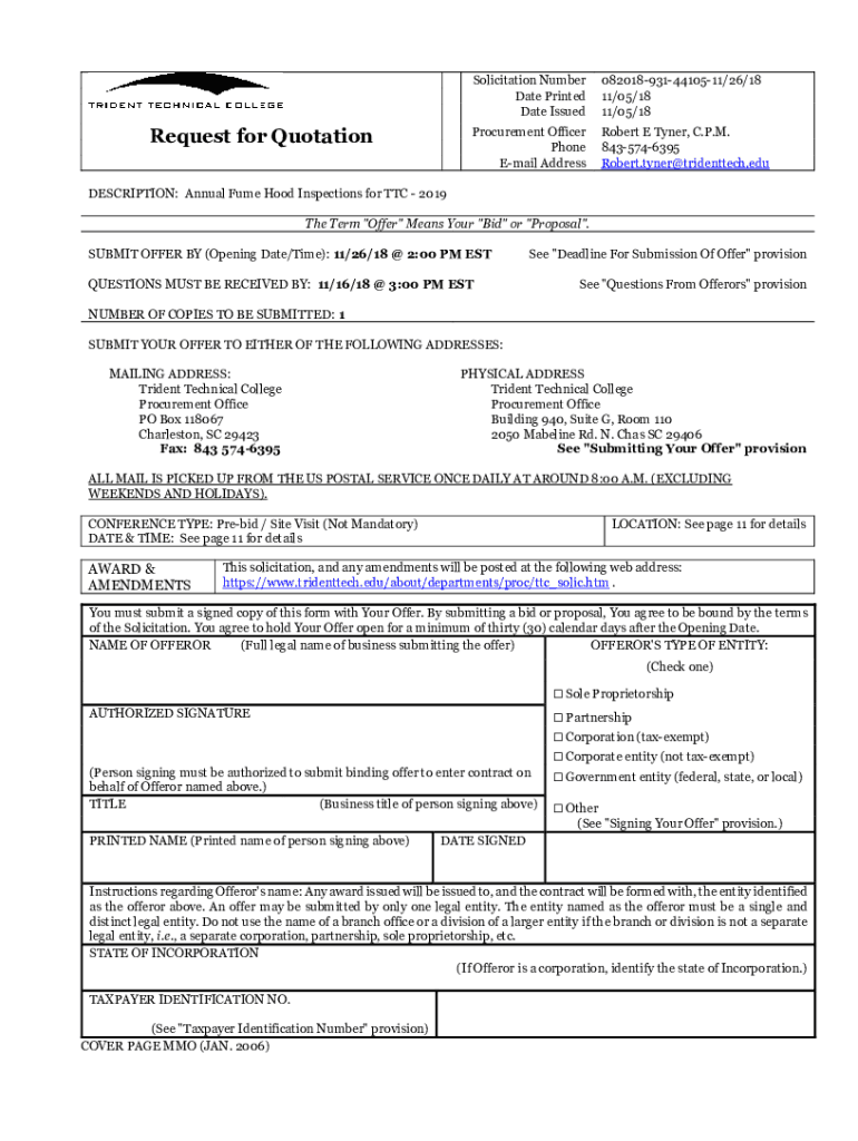 Fillable Online DESCRIPTION Annual Fume Hood Inspections for TTC 2019 Fax Email Print pdfFiller