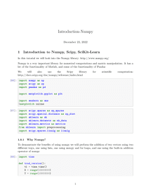 Fillable Online NumPy Tutorial: Your First Steps Into Data Science in ...
