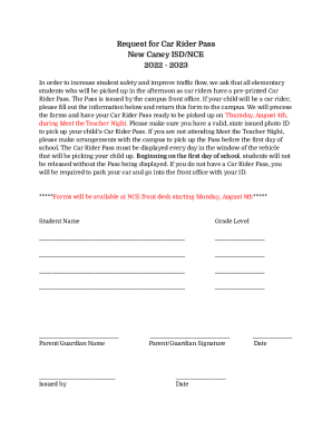 Completable En línea Request for Car Rider Pass Fax Email Imprimir ...