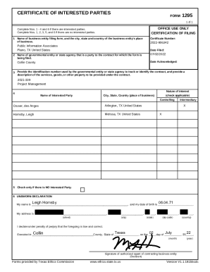 Disclosure of Interested Parties - Purchasing