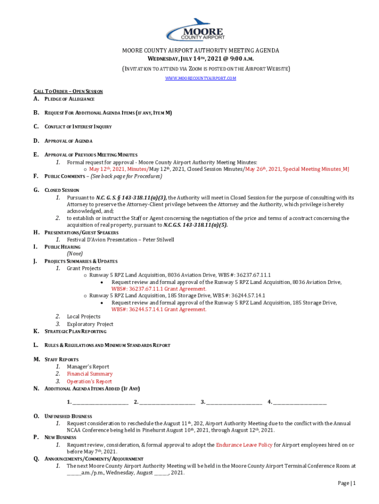 Fillable Online Moore County Airport SOP The Moore County Airport