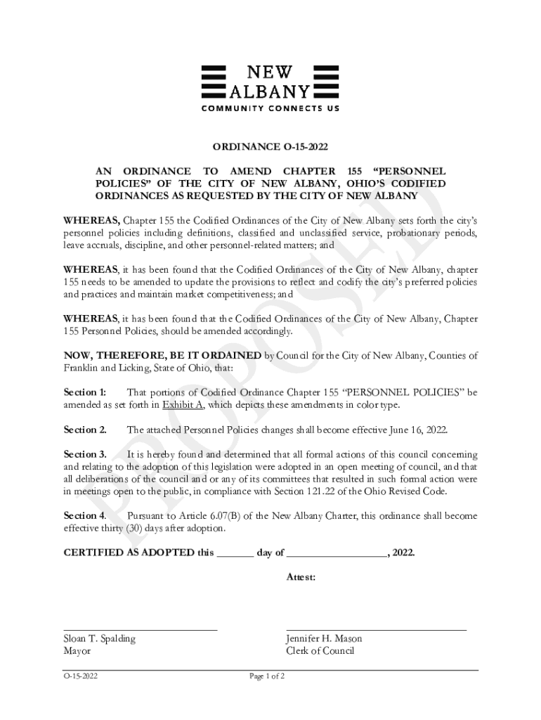 Fillable Online New Albany city ordinances, codes now available