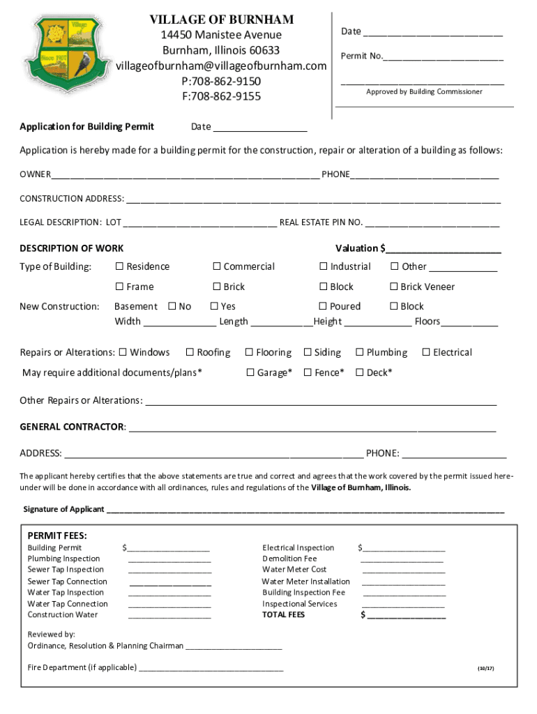 Fillable Online Village of Burnham Overview, News & Competitors