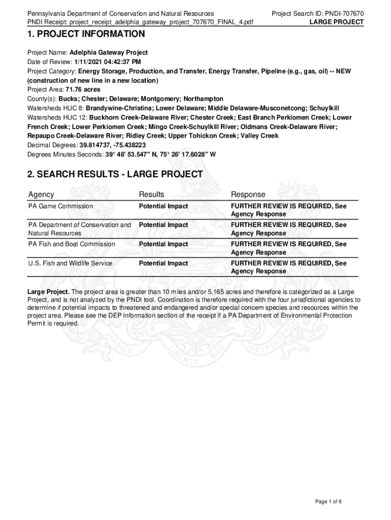 Fillable Online files dep state pa Adelphia Gateway Project