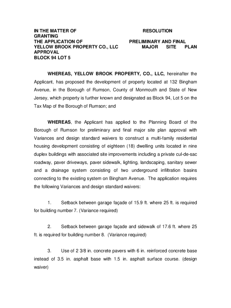 Fillable Online Site Plan 495SP White & Blue, LLC (Application Form