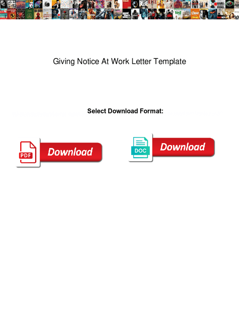 Fillable Online Giving Notice At Work Letter Template. Giving Notice At