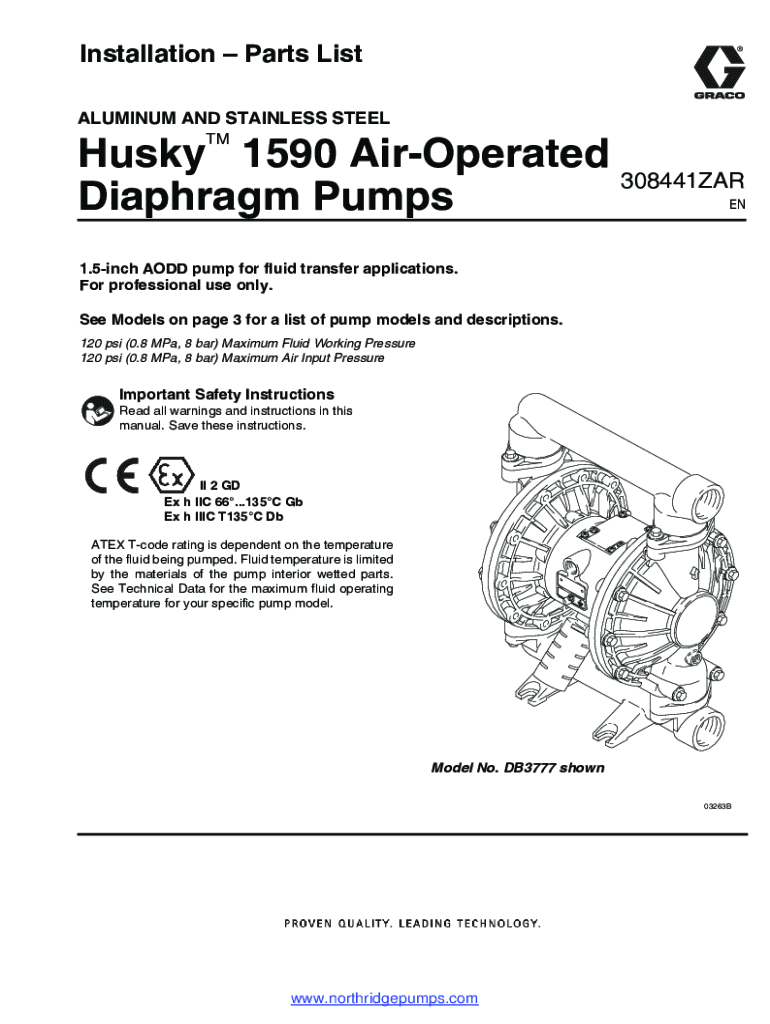 Fillable Online 308441ZAR, Manual, Husky 1590 AirOperated Diaphragm