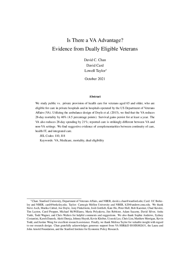 Fillable Online harris uchicago PDF Is There a Va Advantage? Evidence