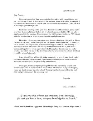 Fillable Online Dear Parents and Students, It is so nice to have our ...