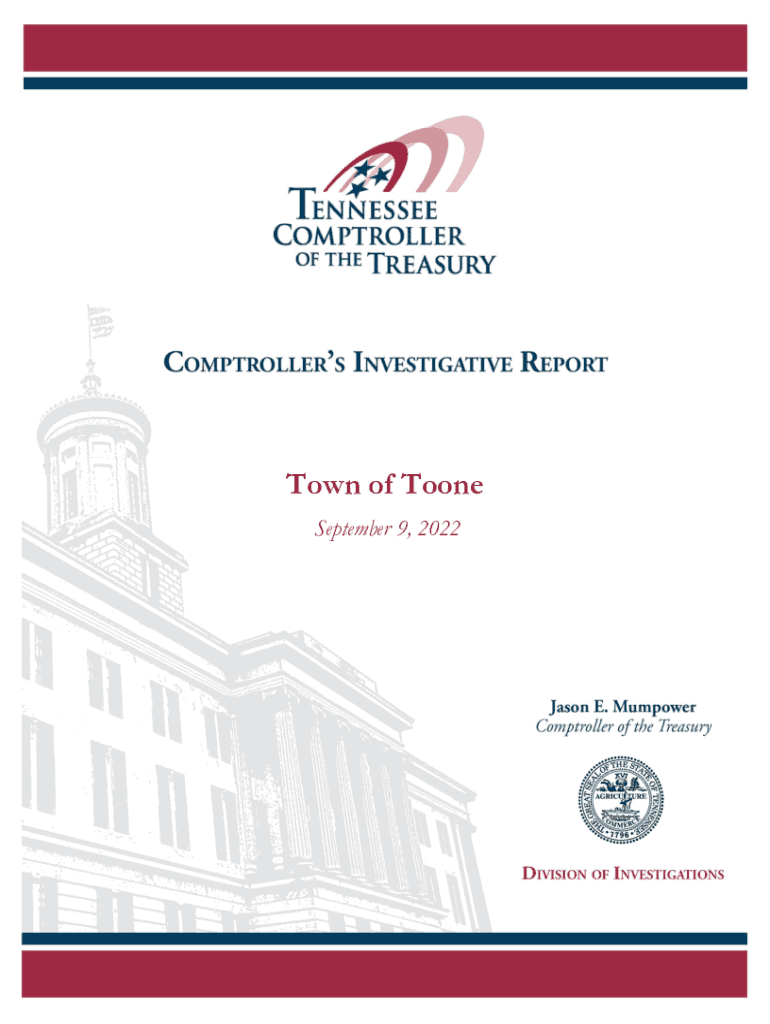 Fillable Online comptroller tn Toone TN information about the town and its administration Fax