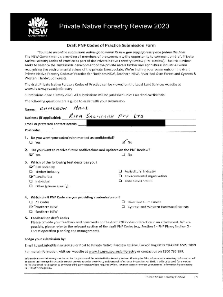 Fillable online private native forestry code of practice nsw epa fax
