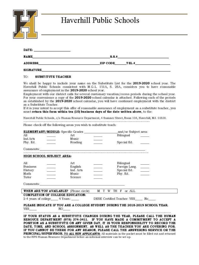 Fillable Online District Calendar Haverhill Public Schools Fax Email