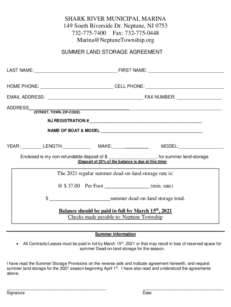Fillable Online SHARK RIVER HILLS MARINA Fax Email Print pdfFiller