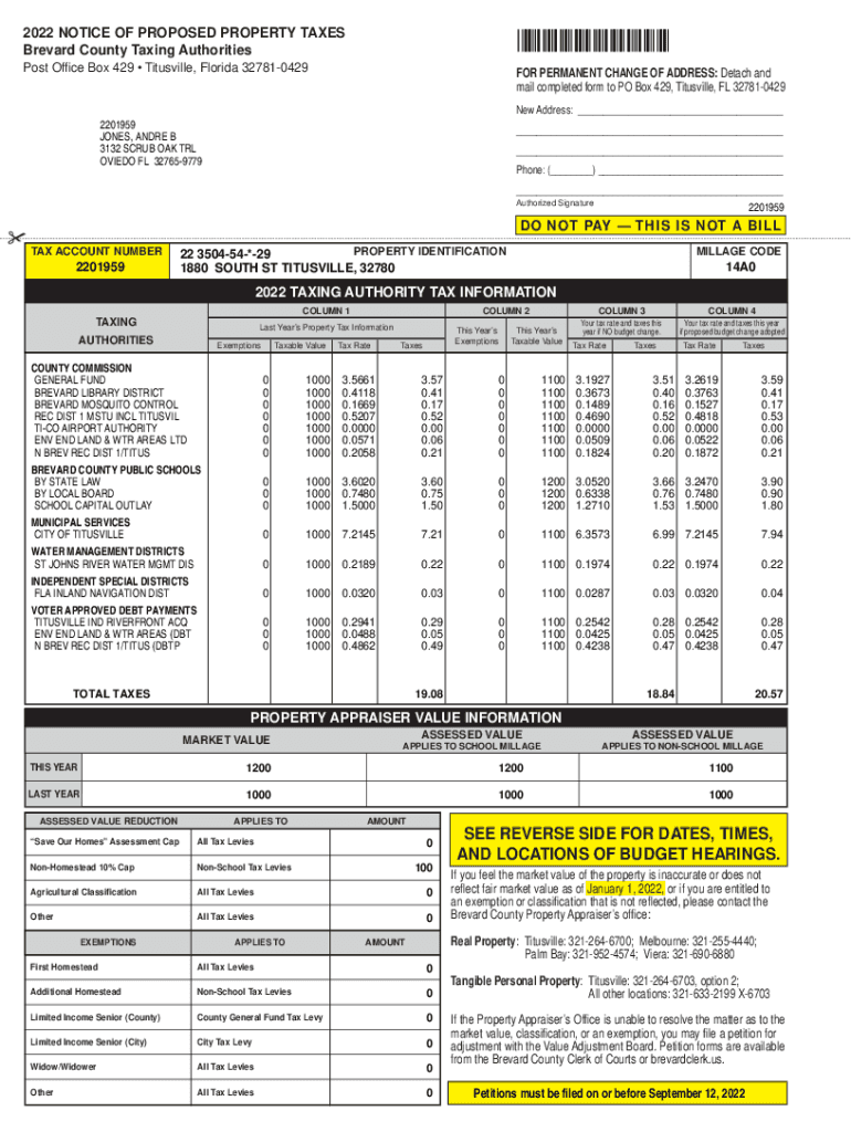 Fillable Online 2201959 Brevard County Property Appraiser Fax Email