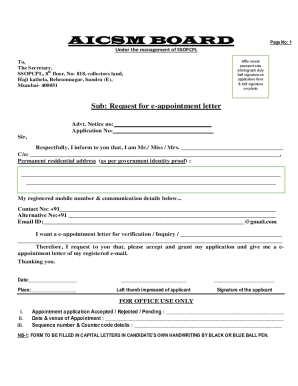SSOPCPL E-Appointment Letter Request Form