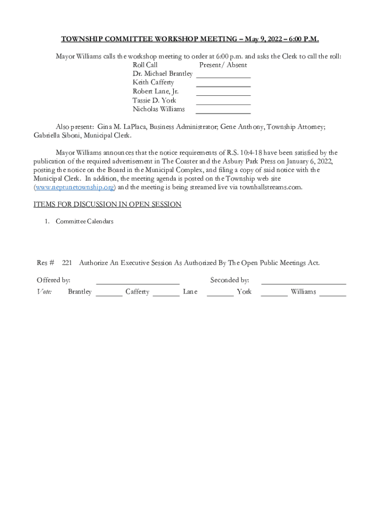 Fillable Online 730 PM West Amwell Township Fax Email Print pdfFiller