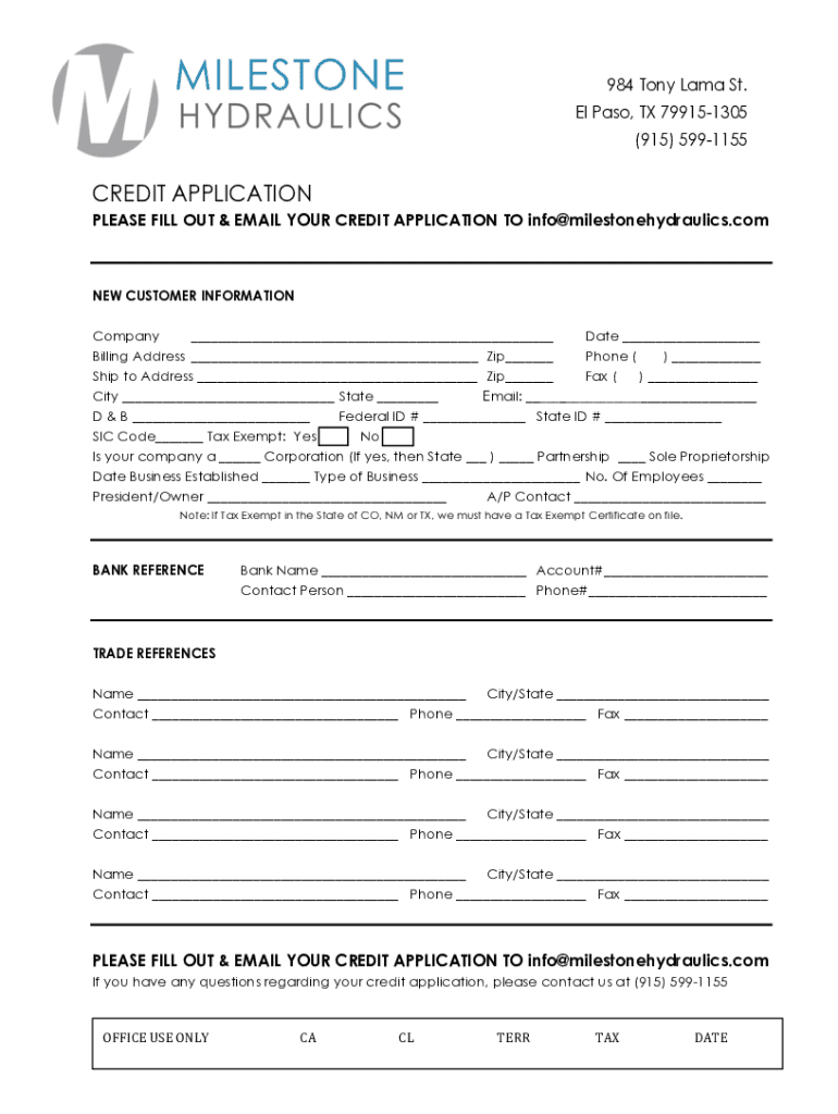 Fillable Online Make Your Request Milestone Hydraulics of El Paso Fax