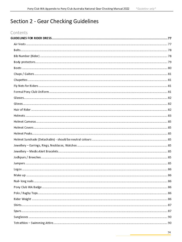 Fillable Online NATIONAL GEAR RULES Pony Club Australia Fax Email