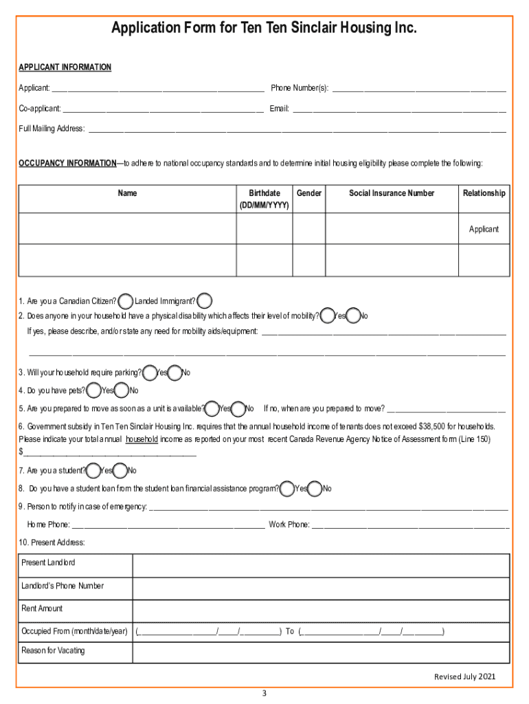 Fillable Online Ten Ten Sinclair a unique service Winnipeg Free Press