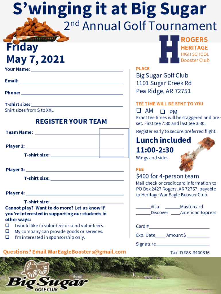 Fillable Online Big Sugar Golf Club Pea Ridge, Arkansas 18 Holes of Fax Email Print