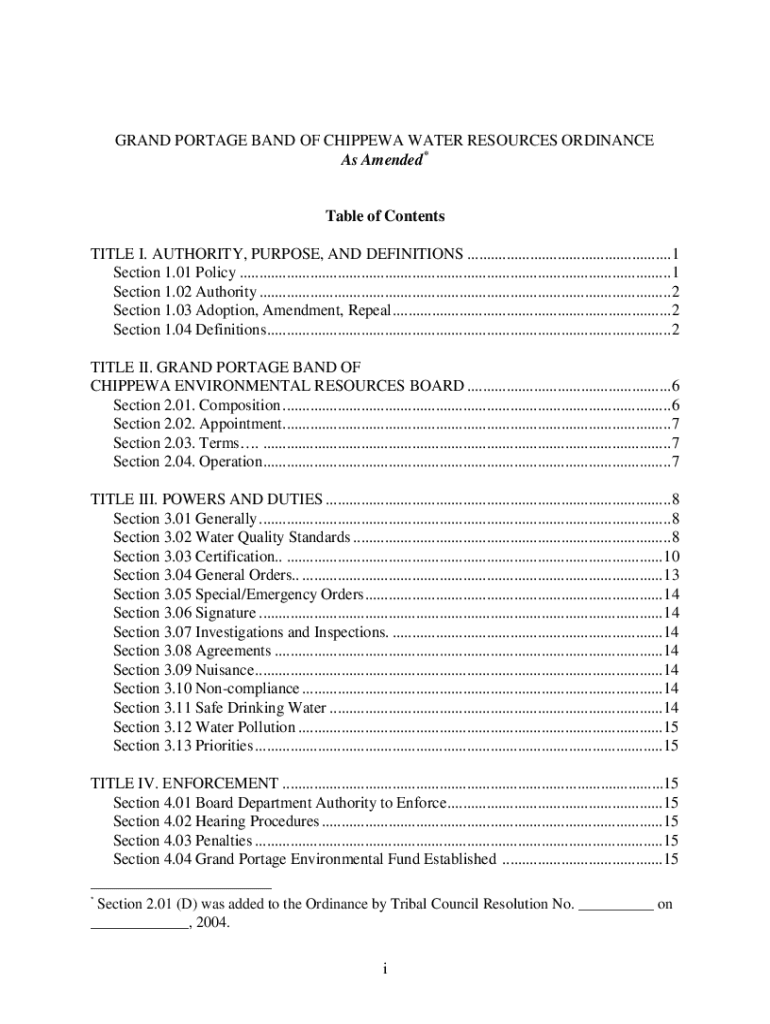 Fillable Online Water Quality Standards Regulations Grand Portage Band of Fax Email Print