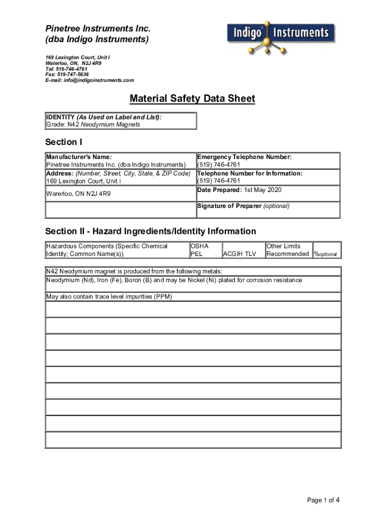 Fillable Online Certificate of Analysis Indigo Instruments Fax Email