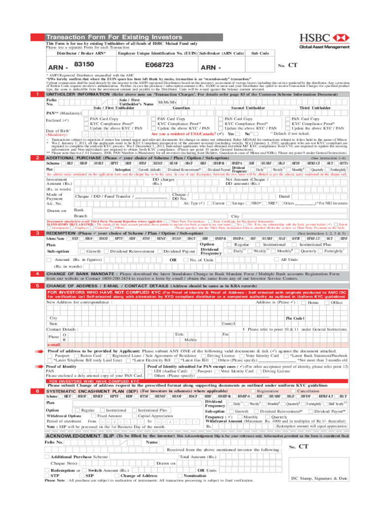Fillable Online common transaction form pdf HSBC Asset Management 