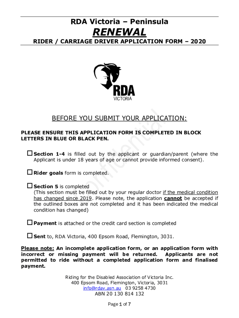 Fillable Online application form for riders, vaulters and carriage