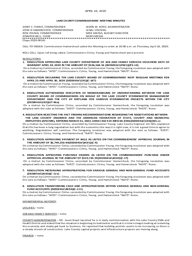 Fillable Online RESOLUTION APPROVING LAKE COUNTY DEPARTMENT OF JOB AND