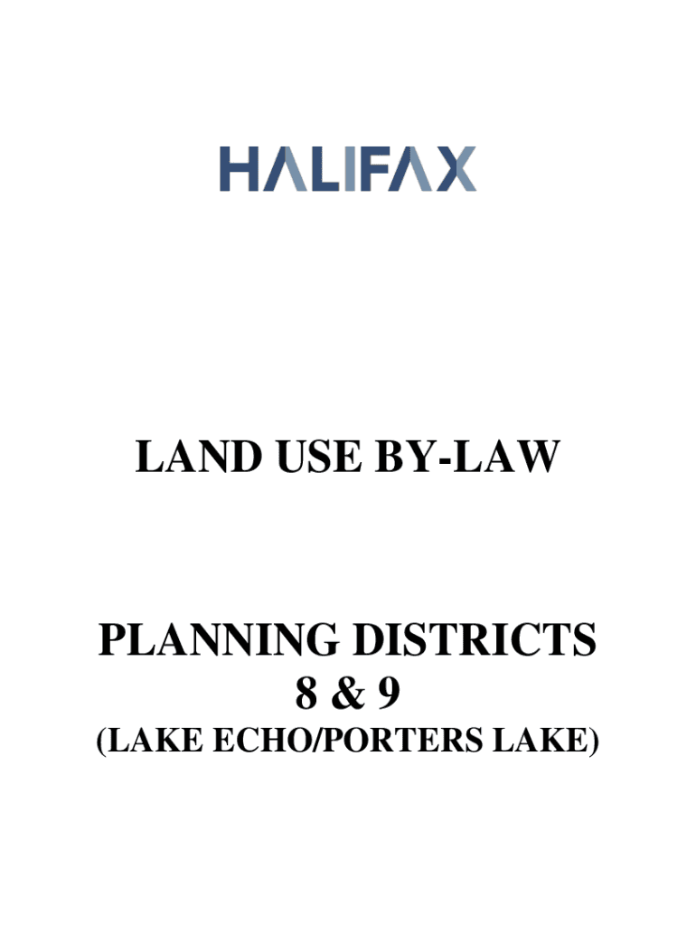 Fillable Online LAND USE BYLAW PLANNING DISTRICTS 8 & 9 Halifax.ca