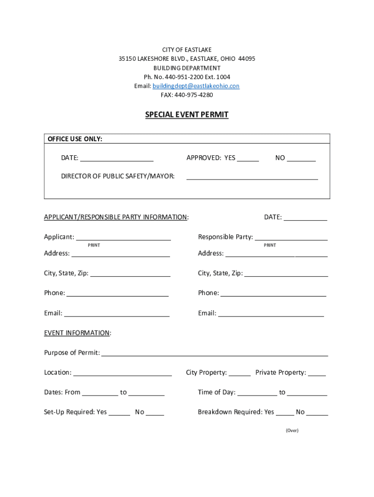 Fillable Online residential electrical permit City of Eastlake Ohio Fax Email Print pdfFiller