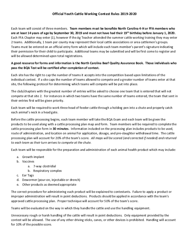 Fillable Online Guidelines for National and MultiState 4H Competitive