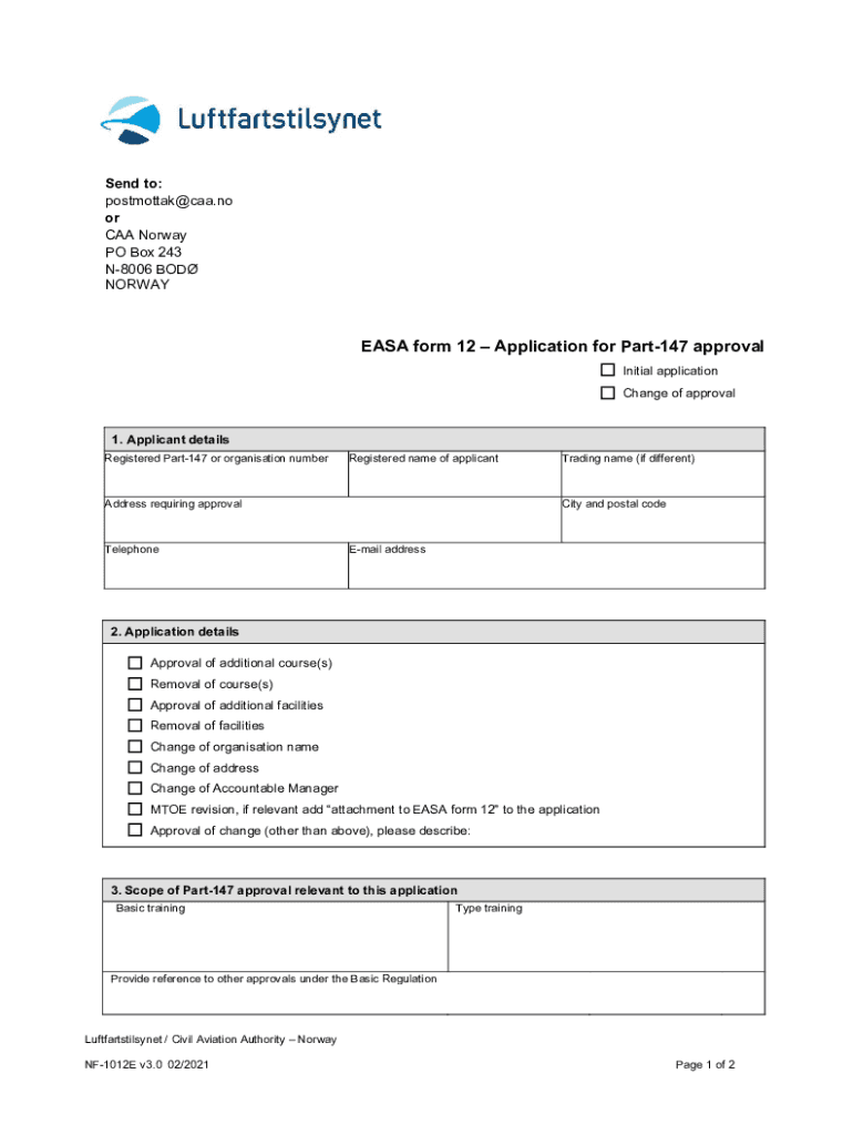 Fillable Online Application Forms EASA Fax Email Print pdfFiller