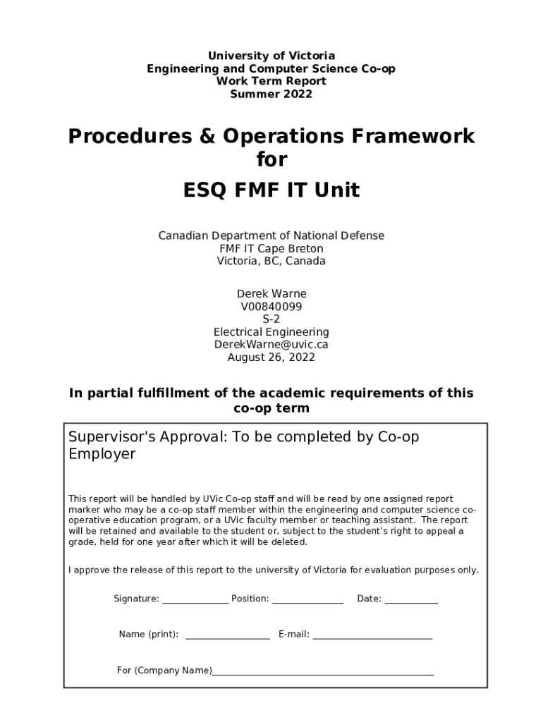 COOP Work Term Report Guidelines University of Ottawa Doc Template