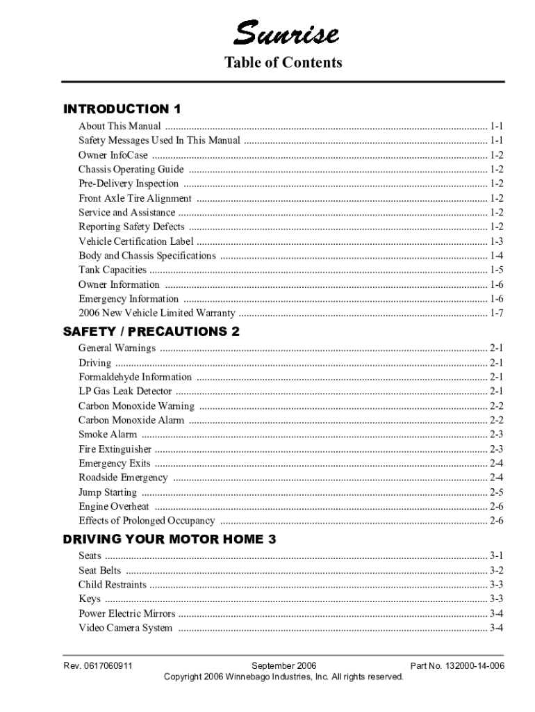 Fillable Online WINNEBAGO CAMBRIA OWNER'S MANUAL Pdf Download Fax