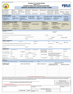 UNIFIED BUSINESS APPLICATION FORM - Pasig City