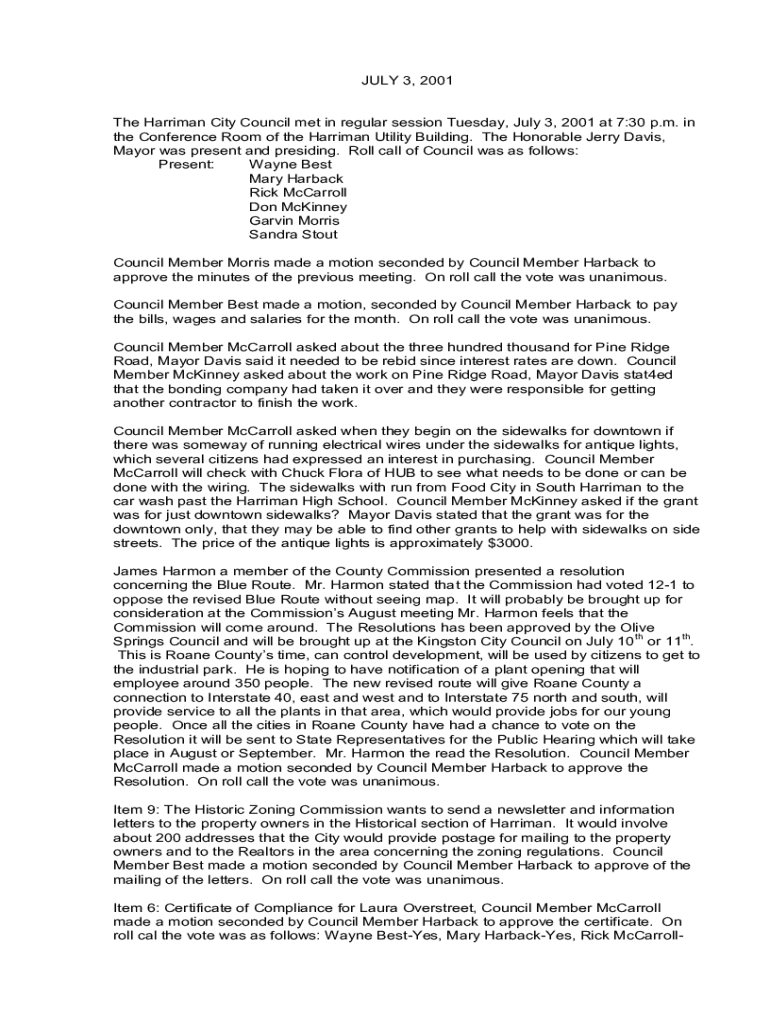 Fillable Online Harriman Utility Board Harriman, TN Fax Email Print pdfFiller