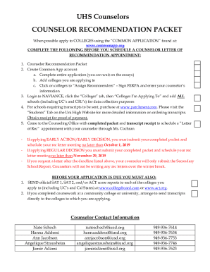 What is the counselor recommendation form?