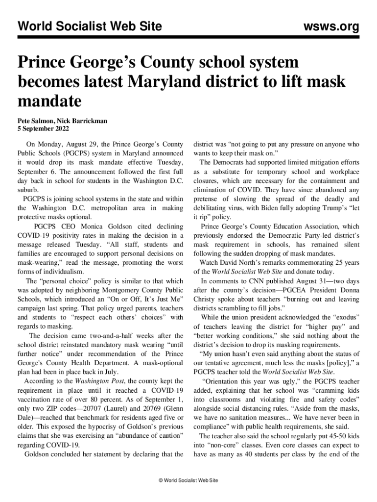 Fillable Online Prince County school system latest