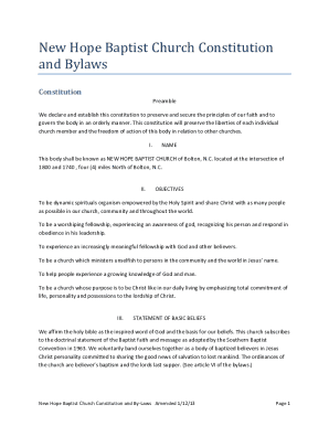 constitution and bylaws of new hope baptist church - Amazon S3