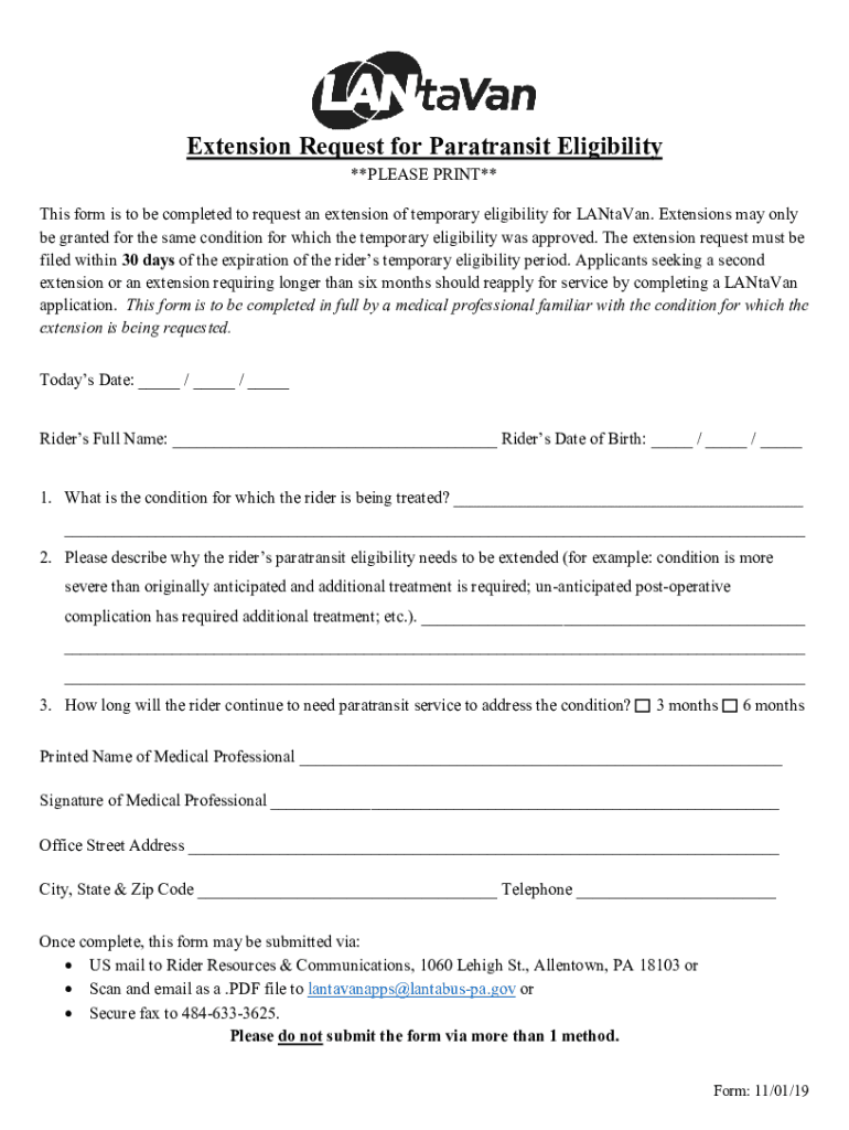 Fillable Online Temporary Assistance and Extension Request Form Fax
