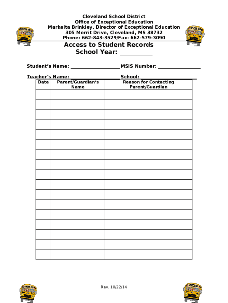 Mississippi Cumulative Folders and Permanent Records Doc Template