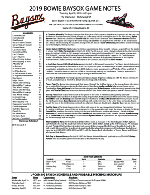 Fillable Online Bowie Baysox (11-3) vs. Richmond Flying Squirrels (9-6 ...