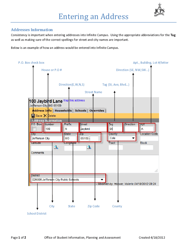 Fillable Online How to Create an Address in Infinite Campus Fax Email