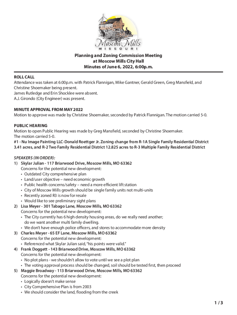 Fillable Online Planning and Zoning Commission City of Moscow